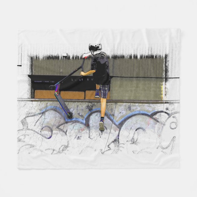 Stunt Scooter Rider Fleece Blanket (Framsidan (Horisontell))
