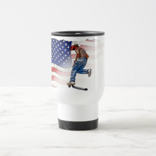 Stunt Scooter Rider och US Flagga Resemugg