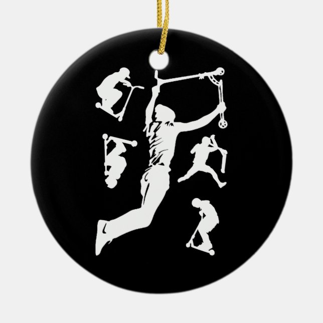 Stunt Scooter Scootering Tricks Julgransprydnad Keramik (Framsidan)