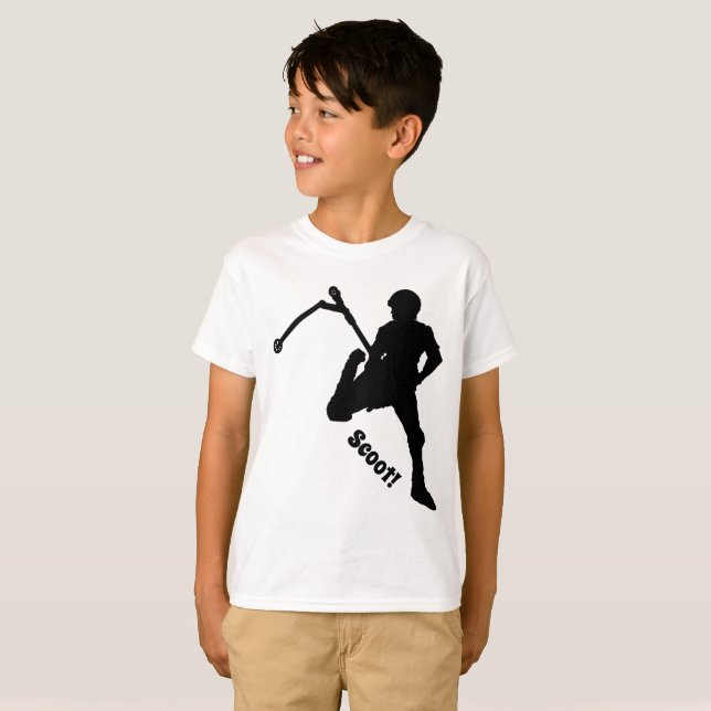 Stunt-Scooter Silhouette Kids Apparel T Shirt (Hel framsida)