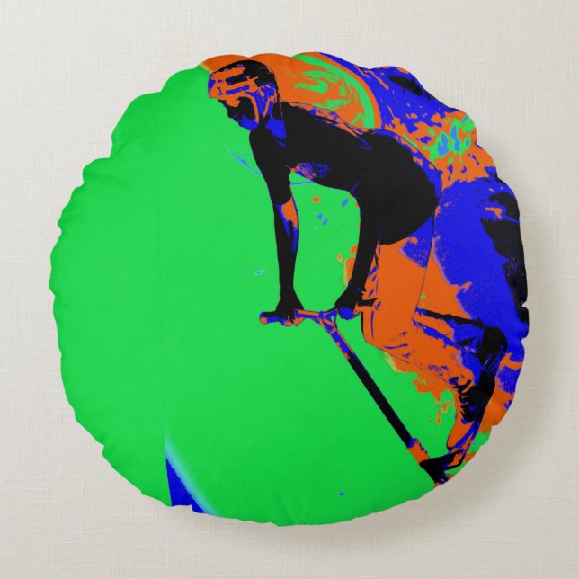 Stunt Scooter Speedster - Scooter Boy Rund Kudde (Framsidan)