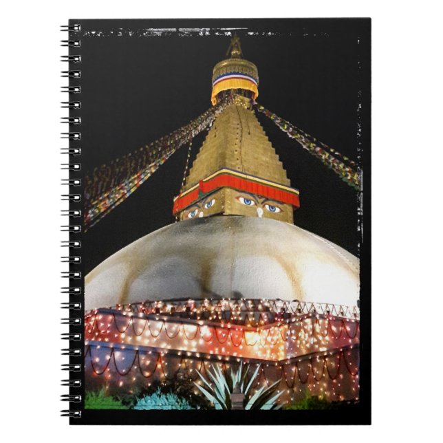 Stupa Boudhanath, Kathmandu nattetid - Nepal Anteckningsbok (Framsidan)