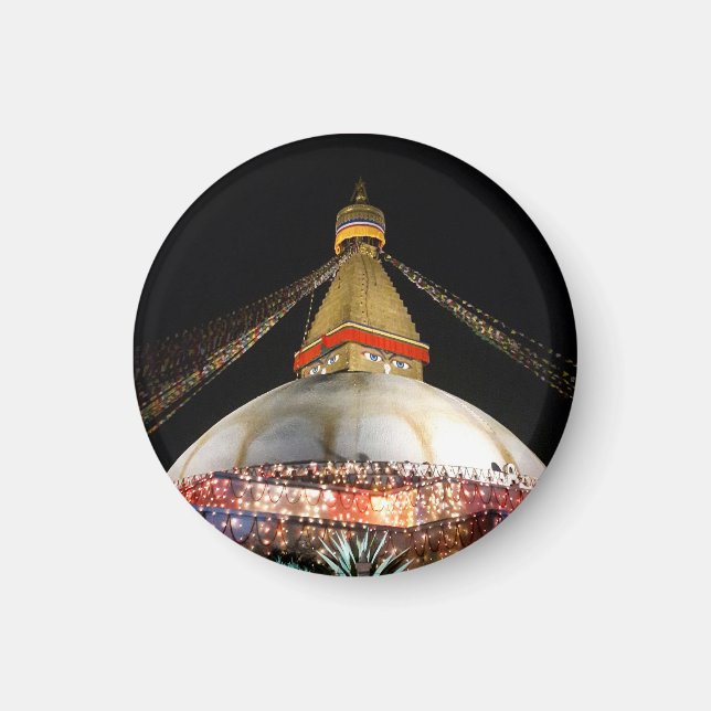 Stupa Boudhanath, Kathmandu nattetid - Nepal Magnet (Framsidan)
