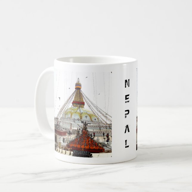 Stupa Boudhanath, Kathmandu - Nepal (Buddha) Kaffemugg (Framsida vänster)