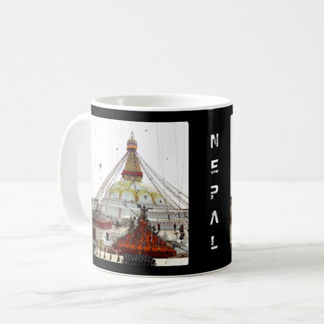 Stupa Boudhanath, Kathmandu - Nepal (Buddha) Kaffemugg (Framsida vänster)