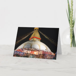 Stupa Boudhanath, Kathmandu på natten - Nepal Kort