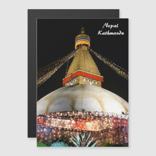 Stupa Boudhanath, Katmandu nattetid - Nepal Magnetisk Inbjudningskort