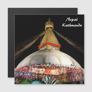 Stupa Boudhanath, Katmandu nattetid - Nepal Magnetisk Inbjudningskort