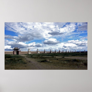 Stupa vägg på den Erdene Zuu kloster, Mongoliet Poster
