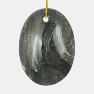 Stupad ängelprydnad julgransprydnad keramik