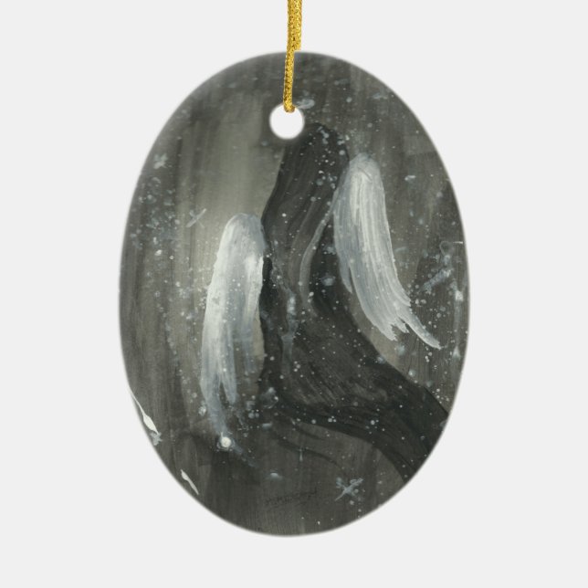 Stupad ängelprydnad julgransprydnad keramik (Framsidan)