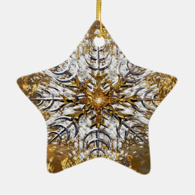 Stupad snö julgransprydnad keramik (Baksidan)