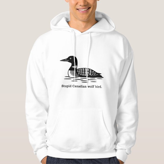 Stupid Canadian Wolf Bird Heated Rivalry Loon Hoodie (Framsida)