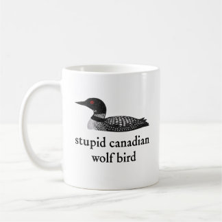 Stupid Canadian Wolf Bird Hockey Romance for Hocke Kaffemugg