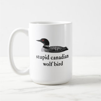 Stupid Canadian Wolf Bird Hockey Romance for Hocke Kaffemugg