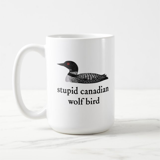Stupid Canadian Wolf Bird Hockey Romance for Hocke Kaffemugg (Vänster)