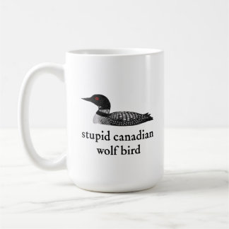 Stupid Canadian Wolf Bird Hockey Romance for Hocke Kaffemugg