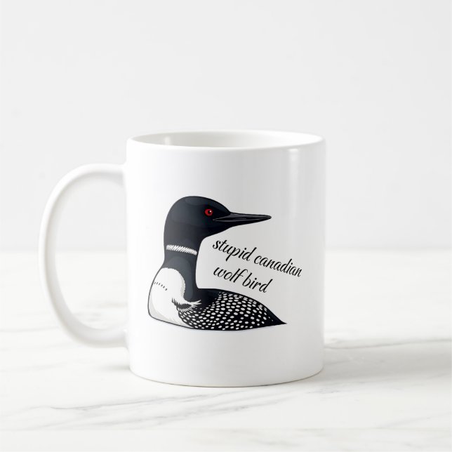 Stupid Canadian Wolf Bird Kaffemugg (Vänster)