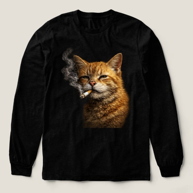 Stupid Cool Funny Cat Meme — Orange Cat Smoking  T Shirt (Design framsida)