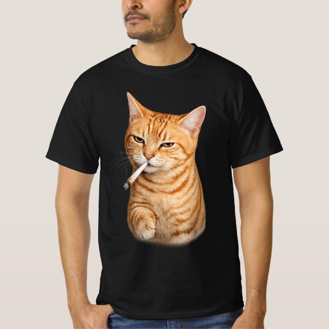 Stupid Cool Funny Cat Meme Smoking Cat cigarette  T Shirt (Framsida)
