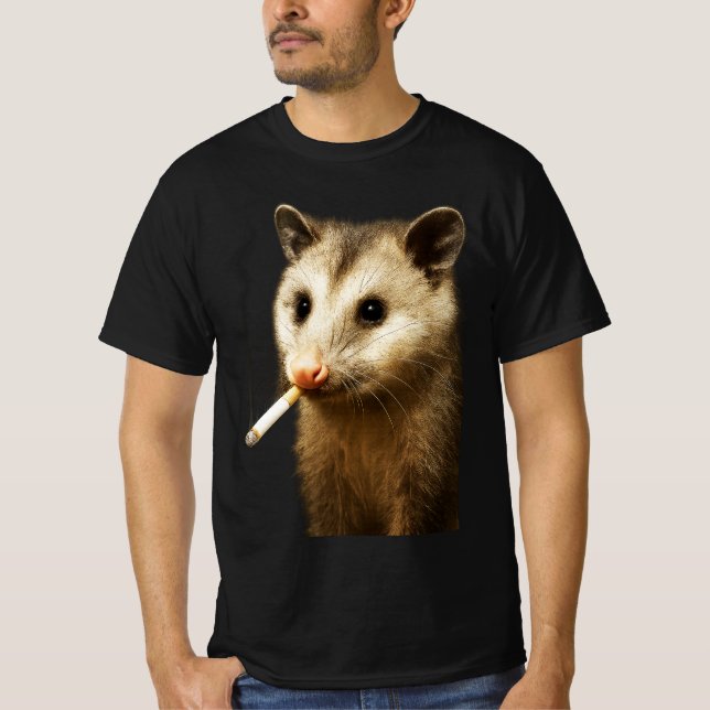 Stupid Coola Funny Opossum-nota | Rökning Possum w T Shirt (Framsida)