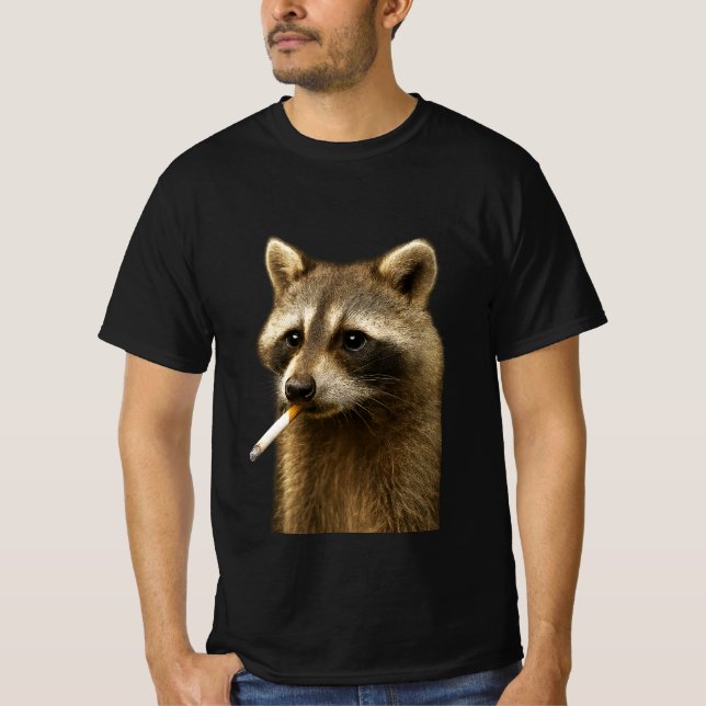 Stupid Coola Funny Raccoon Meme | Rökning Raccoon  T Shirt (Framsida)
