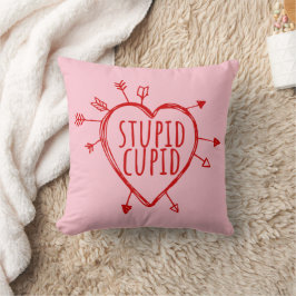 Stupid Cupid Heart With Arrows Funny Sarcastic Kudde