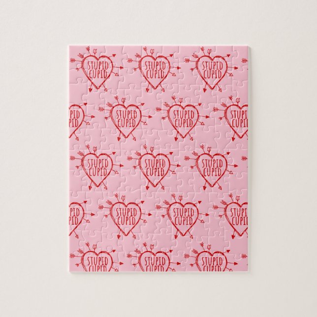 Stupid Cupid Heart With Arrows Funny Sarcastic Pussel (Vertikal)