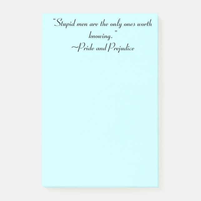 Stupid Manar Worth Knowledge Jane Austen Quote Post-it Block (Framsida)