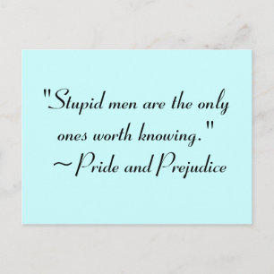 Stupid Manar Worth Knowledge Jane Austen Quote Vykort