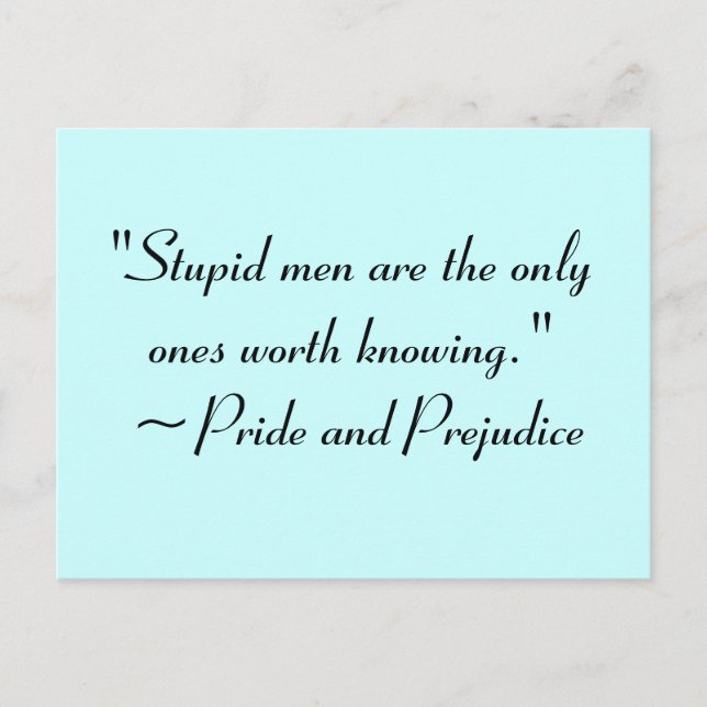 Stupid Manar Worth Knowledge Jane Austen Quote Vykort (Framsida)