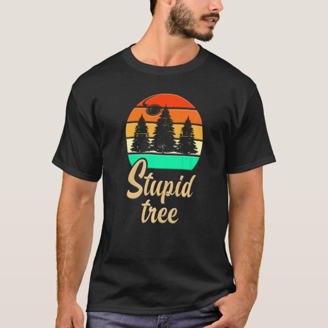Stupid Träd Frisbee Disk Golf Retro T Shirt (Framsida)