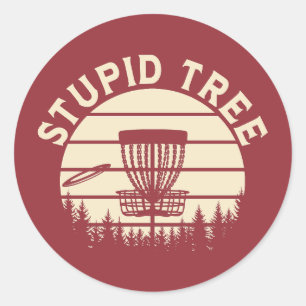 Stupid Träd Funny Disk Golf Sports Runt Klistermärke