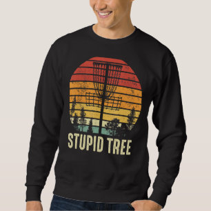 Stupid Träd Vintage Retro Funny Disk Golf Classic Lång Ärmad Tröja