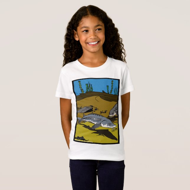 STURGEON COLORING PAGE & SCUTES - girls t-shirt (Hel framsida)