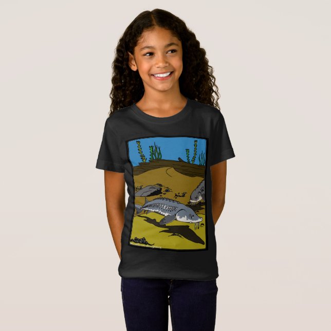 STURGEON COLORING PAGE & SCUTES - girls t-shirt (Hel framsida)