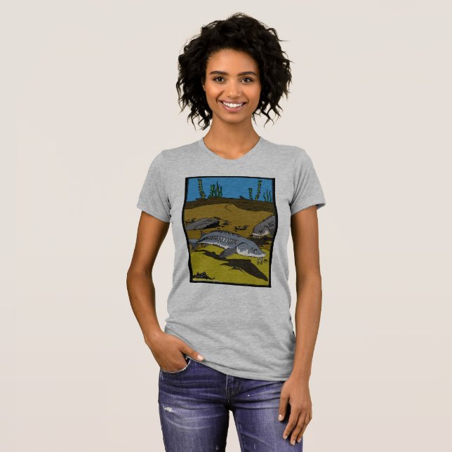 STURGEON COLORING PAGE & SCUTES - womens t-shirt (Hel framsida)