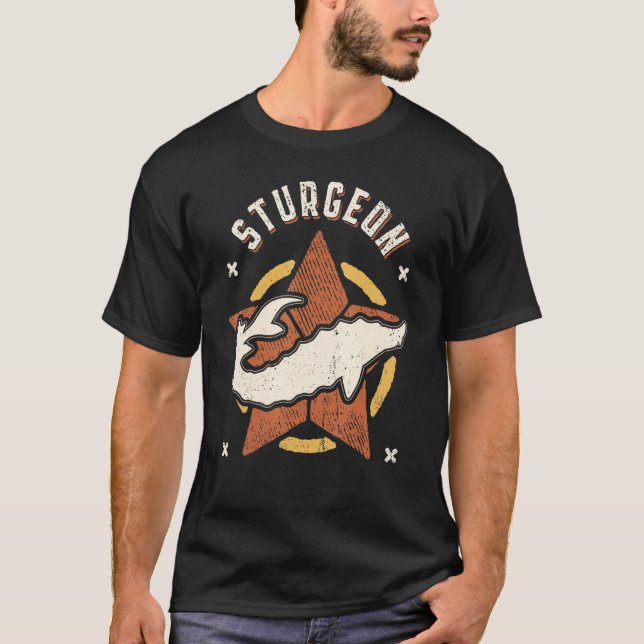 Sturgeon Fish Vintage Retro Classic Animal T Shirt (Framsida)