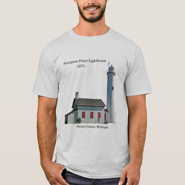 Sturgeon Point Lighthouse cutout shirt light T Shirt (Framsida)