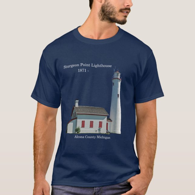 Sturgeon Point Lighthouse utskärningsklänning mörk T Shirt (Framsida)
