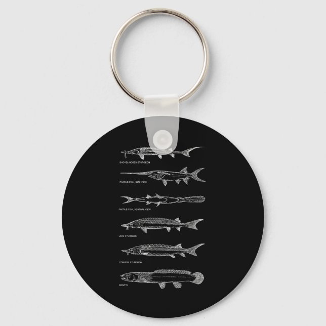 Sturgeons Paddle Fish Bowfin Fiskdiagram Bästa Fis Nyckelring (Framsida)