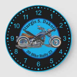 Sturgis BIke Rally 2023 Blue Motorcycle Stor Klocka