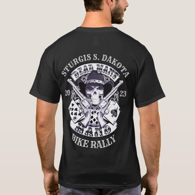 Sturgis Bike Rally 2023 Dead Mans Hand Cowboy T Shirt (Baksida)