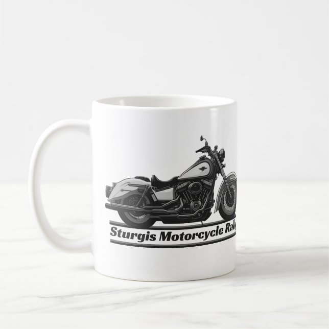 Sturgis Motorcycle Rally Black and White Biker Kaffemugg (Vänster)