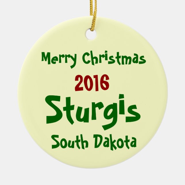 Sturgis South Dakota GOD JULPRYDNAD 2016 Julgransprydnad Keramik (Framsidan)