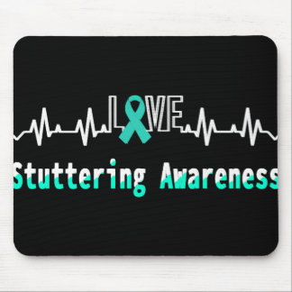 Stuttering Awareness Kärlek Heartslag Support Teal Musmatta