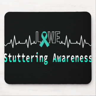 Stuttering Awareness Kärlek Heartslag Support Teal Musmatta