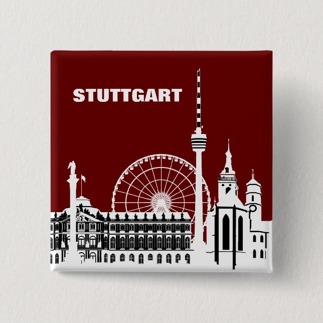Stuttgar Stadt Skyline - Button / Anstecker / Pin Knapp (Framsida)