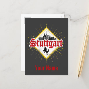 Stuttgart City Tyskland Retro Skyline Vintage Helg Vykort