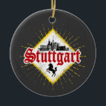 Stuttgart City Tyskland Retro Skyline Vintage Julgransprydnad Keramik<br><div class="desc">Stuttgarts statliga kapital Tysklanda med skyline vintage souvenir för Baden-Württemberg-semester. Stuttgart med retro skyline Tyskland som souvenir för Bad Cannstatt och Wasen. Stuttgart-livsstil för stadsbor och Europas stad resor. Stuttgart i Baden-Württemberg och stad i Tyskland vintage skyline souvenir. Stuttgart retro city design for resa to Birkach and Botnang or ester...</div>